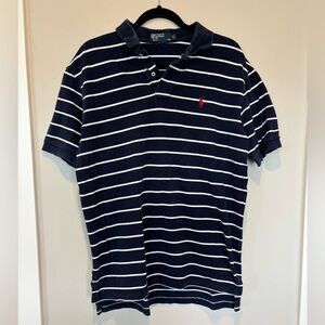 Ralph Lauren Men's Navy and White Striped Polo